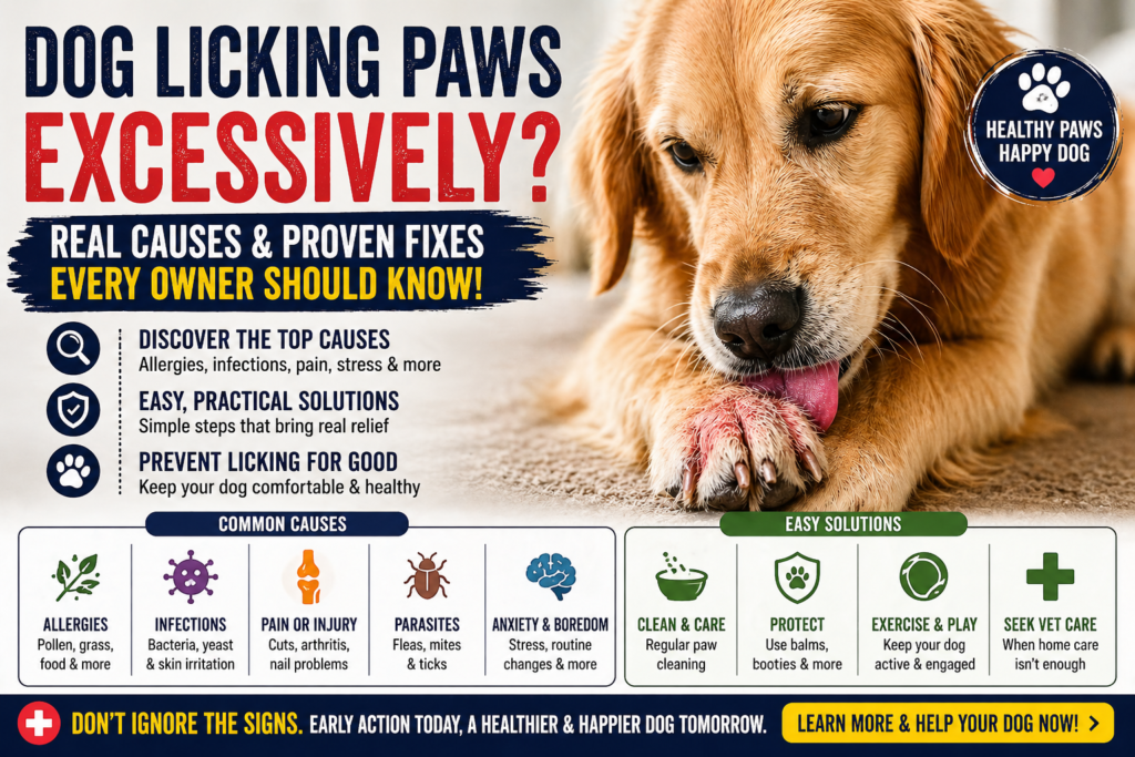 dog licking paws Common causes of dog paw licking