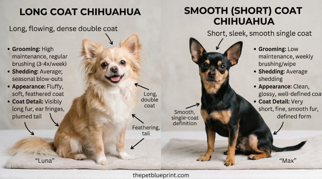 Long hair Chihuahua vs short hair Chihuahua